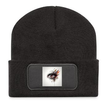 Art coloré des yeux avec feuilles - Beanie recyclé à patch - charbon - Devant