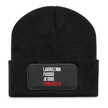 Laissez-Moi passer, je suis professeur - Beanie recyclé à patch - noir - Devant