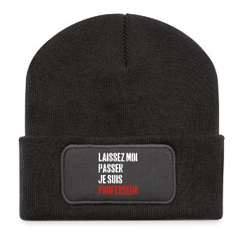 Laissez-Moi passer, je suis professeur - Beanie recyclé à patch - charbon - Devant