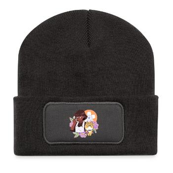 Finger Heart Sign & Cute Fox with Prosthetic Hand - Recycled Patch Beanie - dark grey - Front