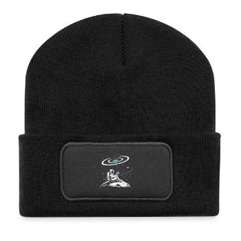 Un rat de bibliothèque d’astronaute qui lit sur la lune - Beanie recyclé à patch - noir - Devant