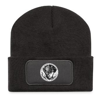 Dualité Dragon-Humain méchant badge noir - Beanie recyclé à patch - charbon - Devant