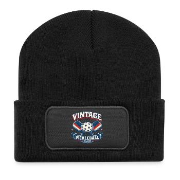 Graphique vintage du club de pickleball - Beanie recyclé à patch - noir - Devant