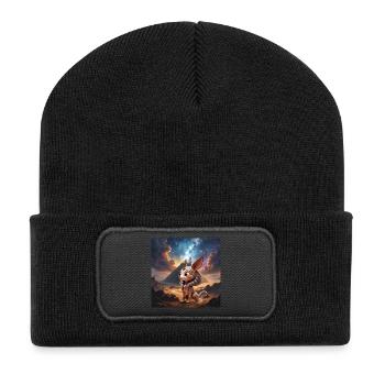 Chat pharaon dans le désert stellaire - Beanie recyclé à patch - noir - Devant