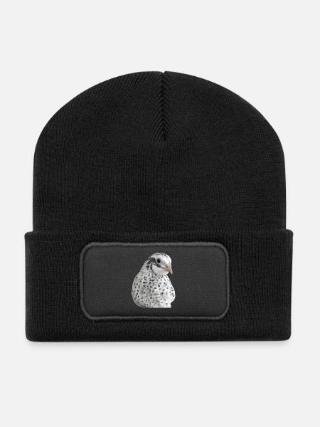 Snow Quail Portrait - Recycled Patch Beanie - black