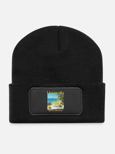 Limonecello am Strand - Recycelte Patch Beanie - Schwarz