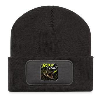 Born To Hunt Pike Fishing Design - Recycled Patch Beanie - dark grey - Front