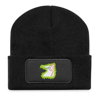 Kickschuss Fußballer Stürmer - Recycelte Patch Beanie - Schwarz - Vorne