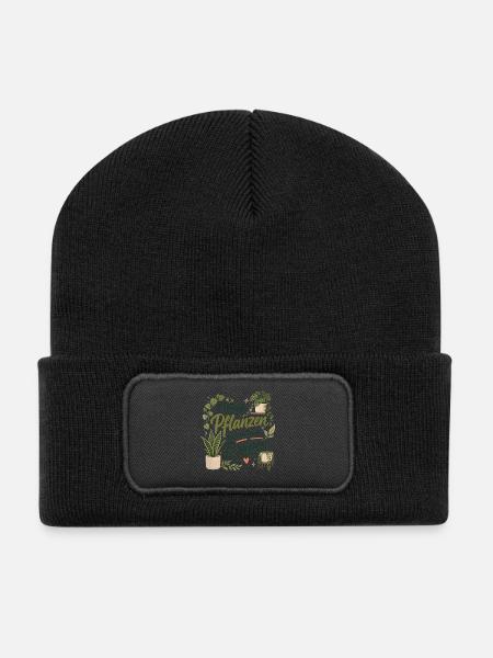 Mehr Pflanzen, weniger Drama - Recycelte Patch Beanie - Schwarz