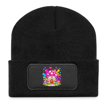 Colorful Mushroom House Magic - Recycled Patch Beanie - black - Front