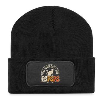 Chat Dis à ton chat Pspsps Chat Maman Miaulement Chats - Beanie recyclé à patch - noir - Devant