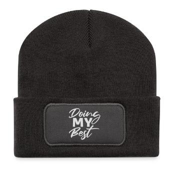 Doing My Best Lustig Ehrlich Motivational Spruch - Recycelte Patch Beanie - Dunkelgrau - Vorne
