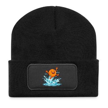 Vacances à la piscine à l’ambiance orange Orange Summer Vacation Ladies - Beanie recyclé à patch - noir - Devant