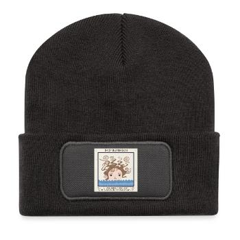 Meer der Ruhe und Gedanken - Recycelte Patch Beanie - Dunkelgrau - Vorne