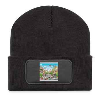 Parade du Vol Futuriste de la Ville - Beanie recyclé à patch - charbon - Devant