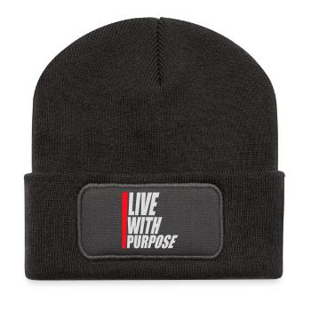 Vivre avec un but motivation sensée Mentalité dire - Beanie recyclé à patch - charbon - Devant