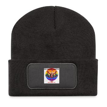 Funny Pride Flamingo LGBTQ Design - Recycelte Patch Beanie - Dunkelgrau - Vorne