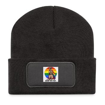Born This Way LGBTQ Pride Meerkat Design - Recycelte Patch Beanie - Dunkelgrau - Vorne
