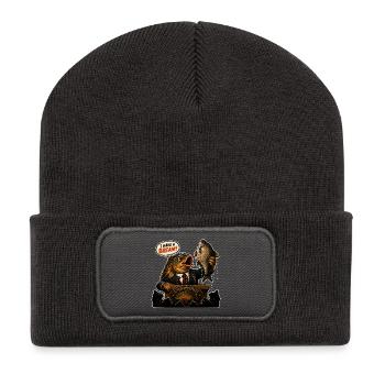 Ich habe ein lustiges Karpfenfischen-Design mit Brassen - Recycelte Patch Beanie - Dunkelgrau - Vorne
