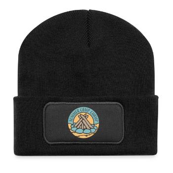 Summer Camp Champ Lustig Kinder Outdoor Abenteuer - Recycelte Patch Beanie - Schwarz - Vorne