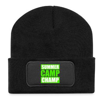 Summer Camp Champ Lustig Kinder Outdoor Abenteuer - Recycelte Patch Beanie - Schwarz - Vorne