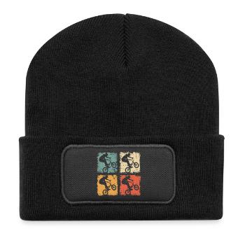 Un tour de BMX biker dans le style vintage - Beanie recyclé à patch - noir - Devant