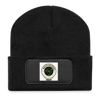 Nachtfrequenz Kosmische Pflege Einheit - Recycelte Patch Beanie - Schwarz - Vorne