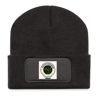Nachtfrequenz Kosmische Pflege Einheit - Recycelte Patch Beanie - Dunkelgrau - Vorne