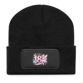 Elfe des 18 ans – cadeau rétro pastel - Beanie recyclé à patch - noir - Devant