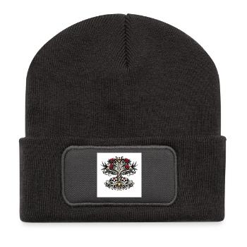 Kronenbaum der Totenschädel - Recycelte Patch Beanie - Dunkelgrau - Vorne