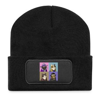 Badass Cat Quartet - Recycled Patch Beanie - black - Front
