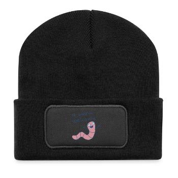 Illustration de bienvenue de vers amicaux - Beanie recyclé à patch - noir - Devant