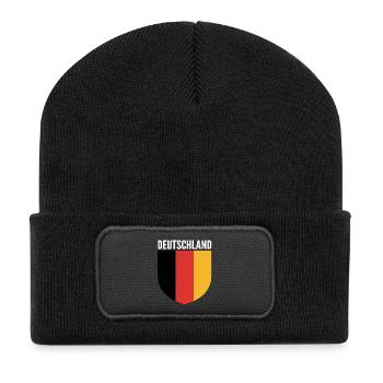 Deutschland Schildflagge Design - Recycelte Patch Beanie - Schwarz - Vorne