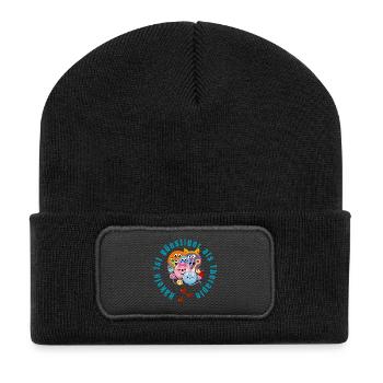 Crochet is cheaper than therapy - Recycled Patch Beanie - black - Front