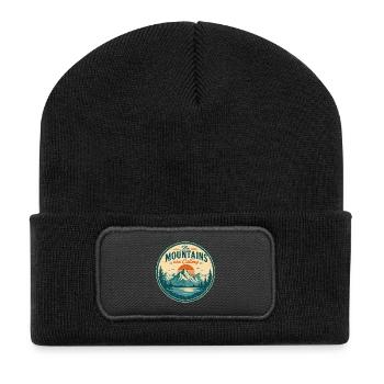 The Mountains - Retro design - Recycled Patch Beanie - black - Front
