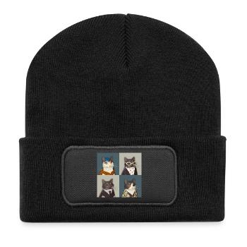 Rebel Chic Tuxedo Cat Quartet - Recycled Patch Beanie - black - Front