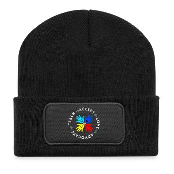 Autism Teacher Inclusion Acceptance Gift - Recycled Patch Beanie - black - Front
