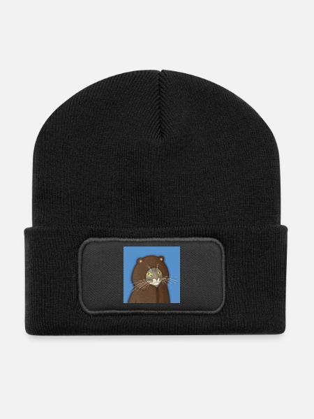 Portrait du Chat à Capuche d’Ours - Beanie recyclé à patch - noir