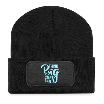 Pensez Grand, Commence, Petit, Motivation, Mentalité, Évolution. - Beanie recyclé à patch - noir - Devant
