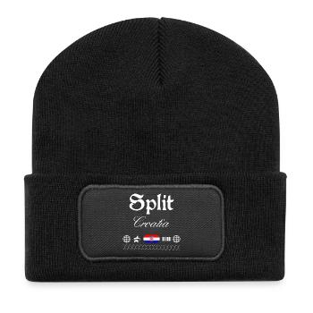 Split Croatia Streetwear Travel Souvenir - Recycled Patch Beanie - black - Front