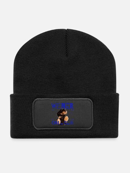 Wiener Chill Club Dackel T-Shirt - Recycelte Patch Beanie - Schwarz
