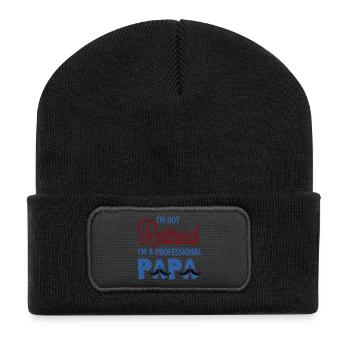 Papa Pro, ich bin nicht im Ruhestand. - Recycelte Patch Beanie - Schwarz - Vorne