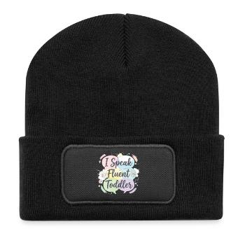 Ich spreche fließend Kleinkind - Recycelte Patch Beanie - Schwarz - Vorne