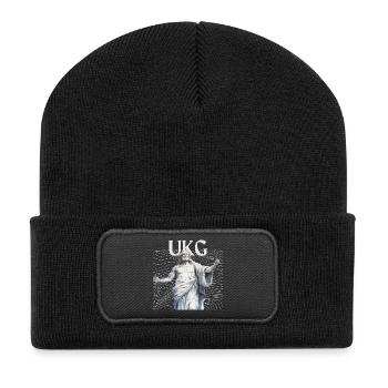 UKG – UK Garage Rave Outfit. Garage House Outfit - Recycelte Patch Beanie - Schwarz - Vorne