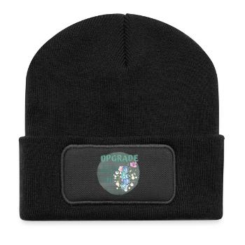Jetzt mit Baby – Liebevolles Design für Eltern - Recycelte Patch Beanie - Schwarz - Vorne