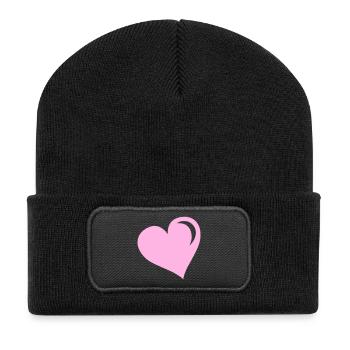 Pastel Pink Heart – Minimalist Style - Recycled Patch Beanie - black - Front