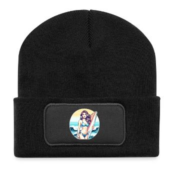 Surf Diva at Sunset - Recycled Patch Beanie - black - Front
