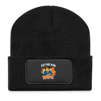 Le mariage classique du moment « Laisse-moi demander à ma femme » - Beanie recyclé à patch - noir - Devant