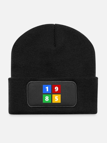 1985 - Recycelte Patch Beanie - Schwarz