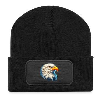 Adler - Recycelte Patch Beanie - Schwarz - Vorne